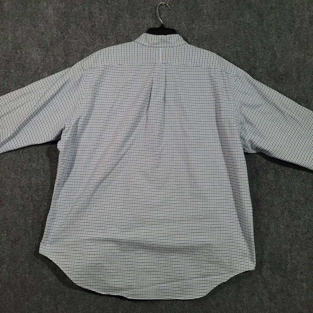 Vintage Polo‎ Ralph Lauren Button Up Shirt Mens XXL Oxford Classic Fit Blue Grid